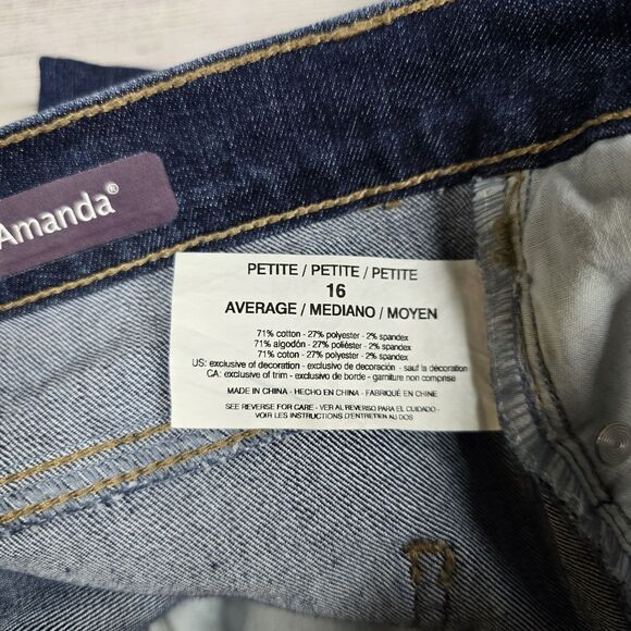 Gloria Vanderbilt Womens Amanda Blue Straight Leg Jeans Petites 16P Stretch - Picture 8 of 11